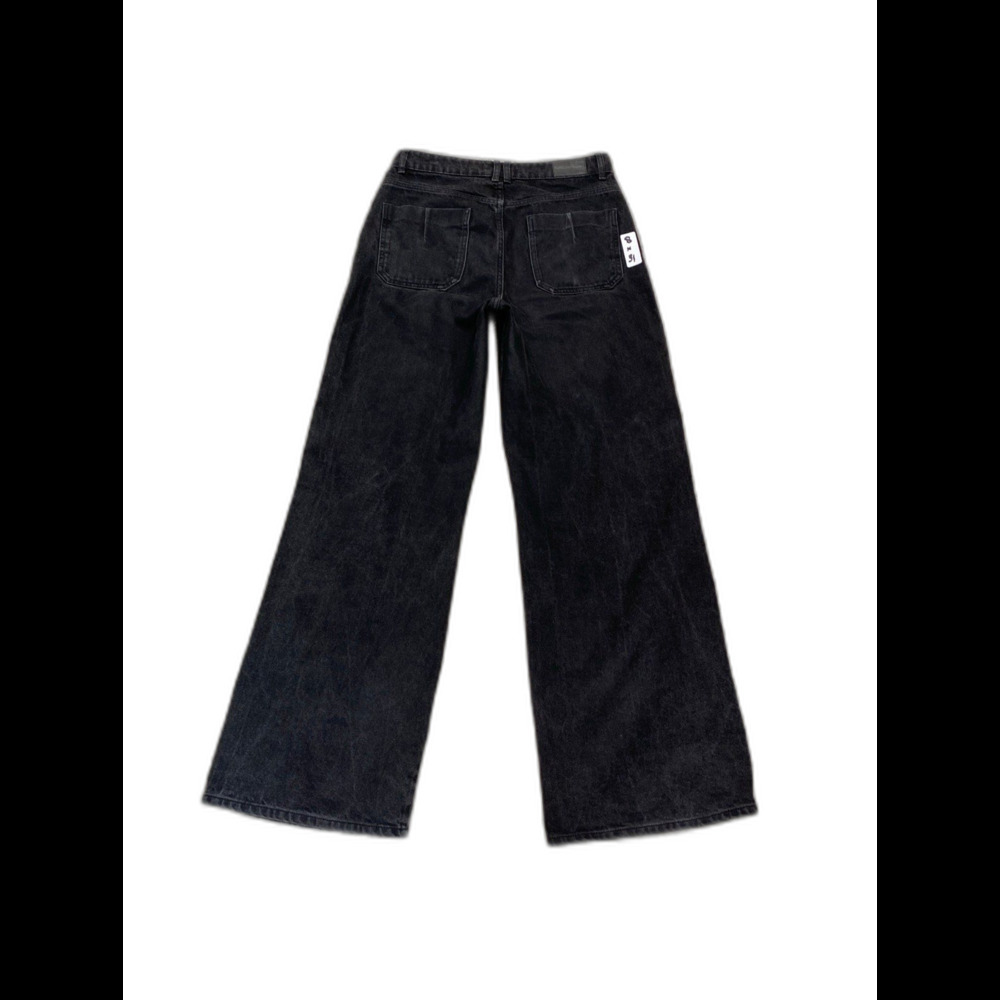 Zara The Marine High Rise Washed Black Wide Leg Full Length Jeans Size 8 - Picture 7 of 10